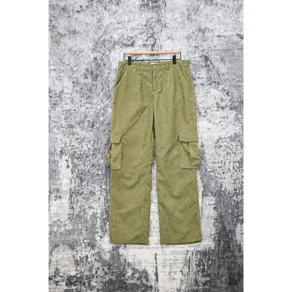 Superdown Green Corduroy Straight Leg Cargo Pants